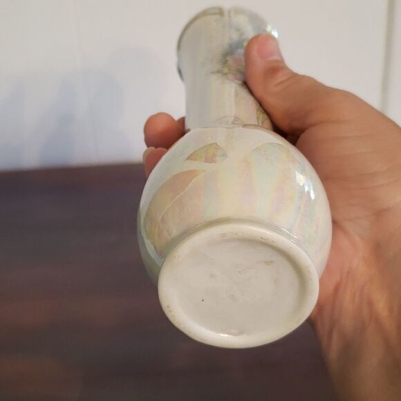 Vintage Iridescent Bud Vase with Floral Design - Picture 7 of 9